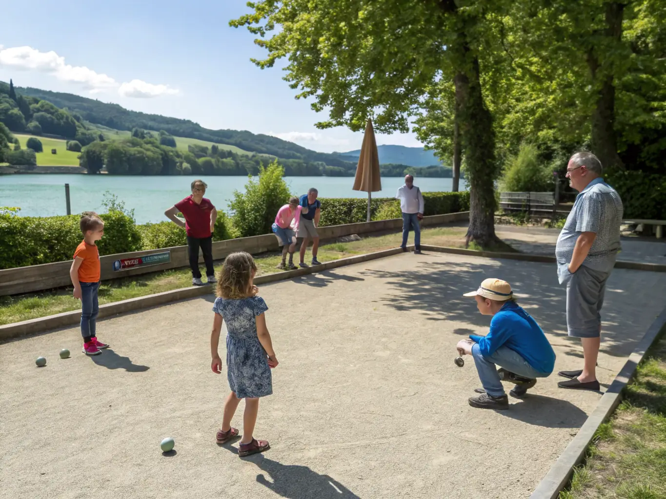 A photo of a group of children learning to play pétanque, highlighting the club's commitment to youth development and community outreach.